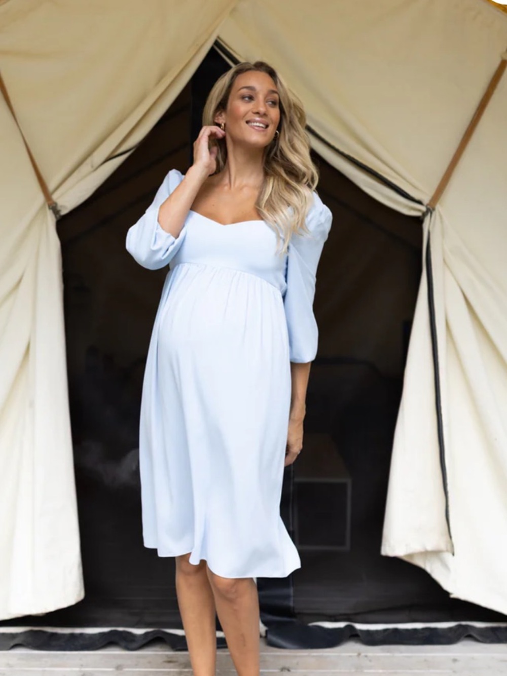 Emilia George Sophie Maternity Baby Shower Blue Dress Size XS